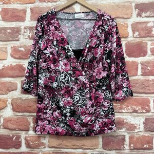 Avenue Tunic Top Women's 14/16 Pink Multicolor Boho Floral Abstract Casual Shirt